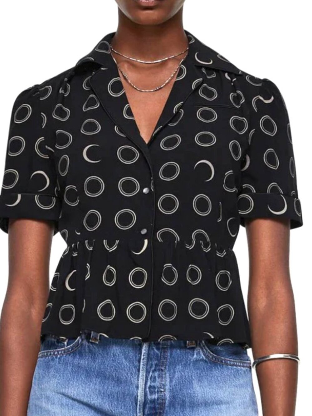 Re/Done Micro Bowling Shirt - Black/Cream